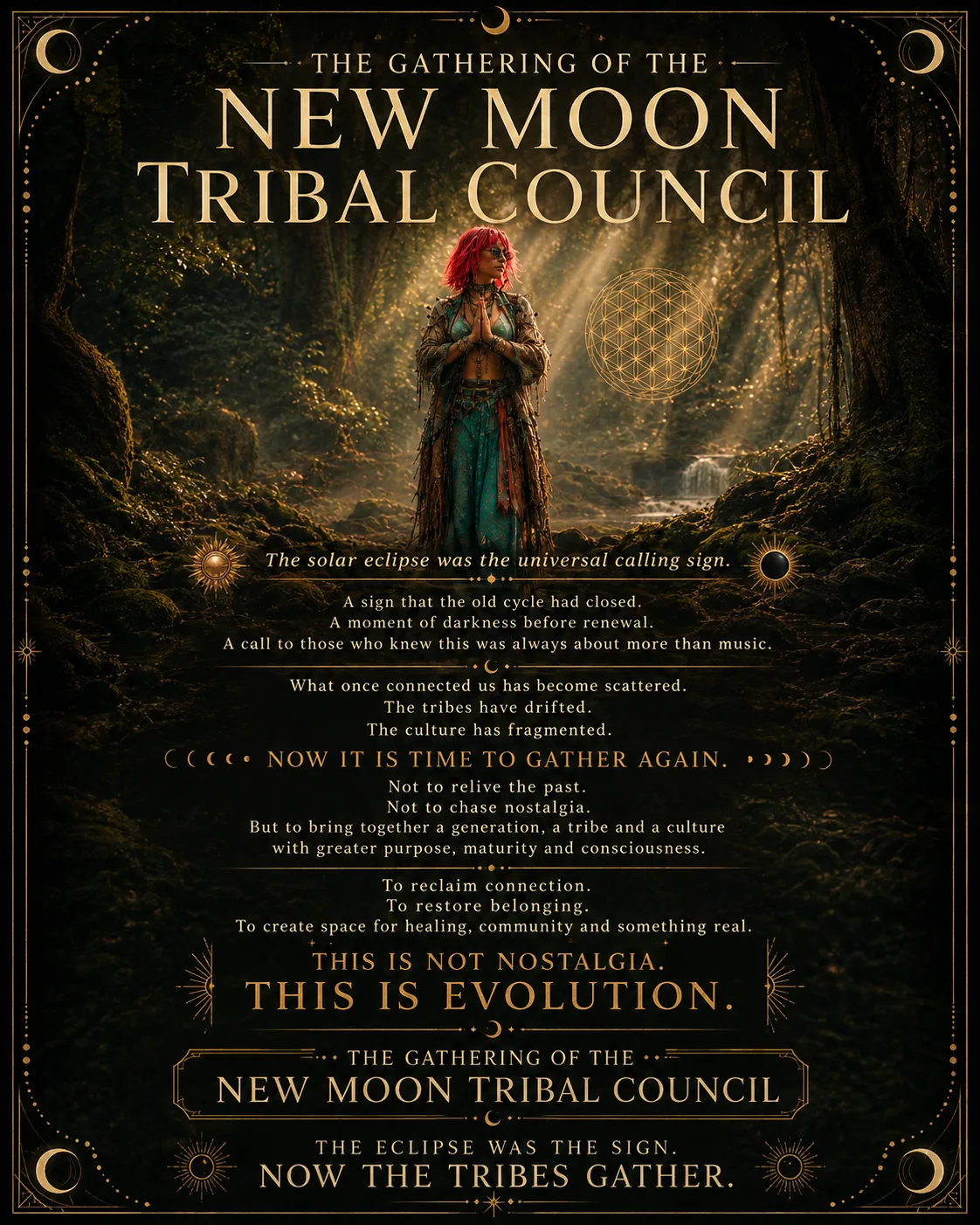 The Gathering of the New Moon Tribal Council manifesto poster
